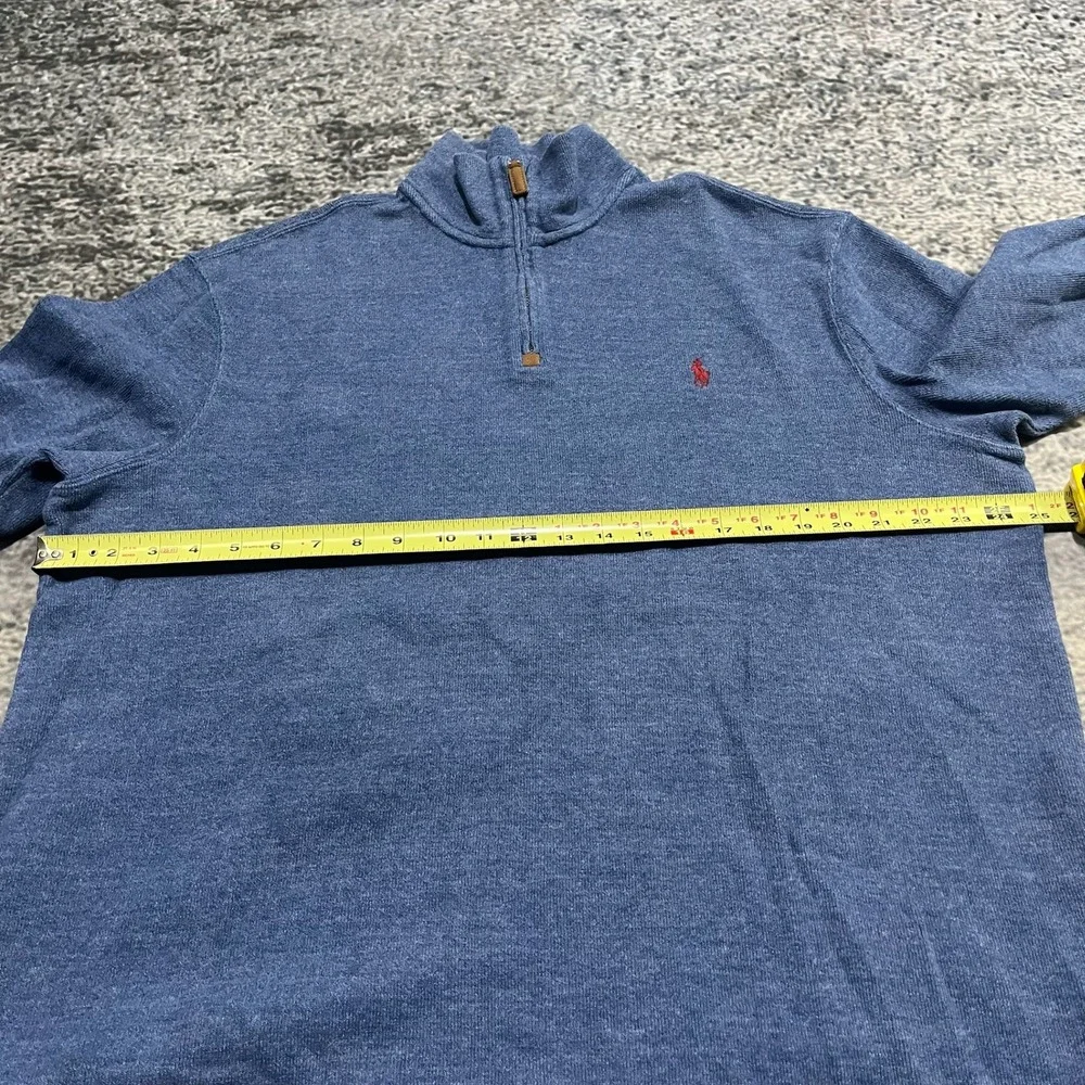 Polo Ralph Lauren‎ 1/4 Zip Pullover Sweater Mens XL Blue Small Pony Cotton